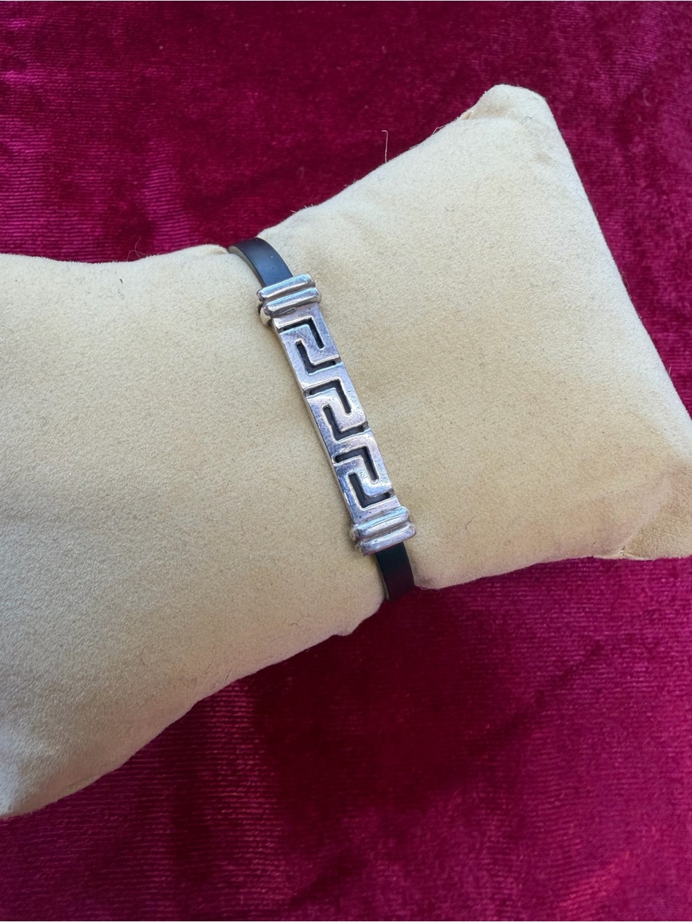 925 Sterling Silver Black Greek Key Bracelet